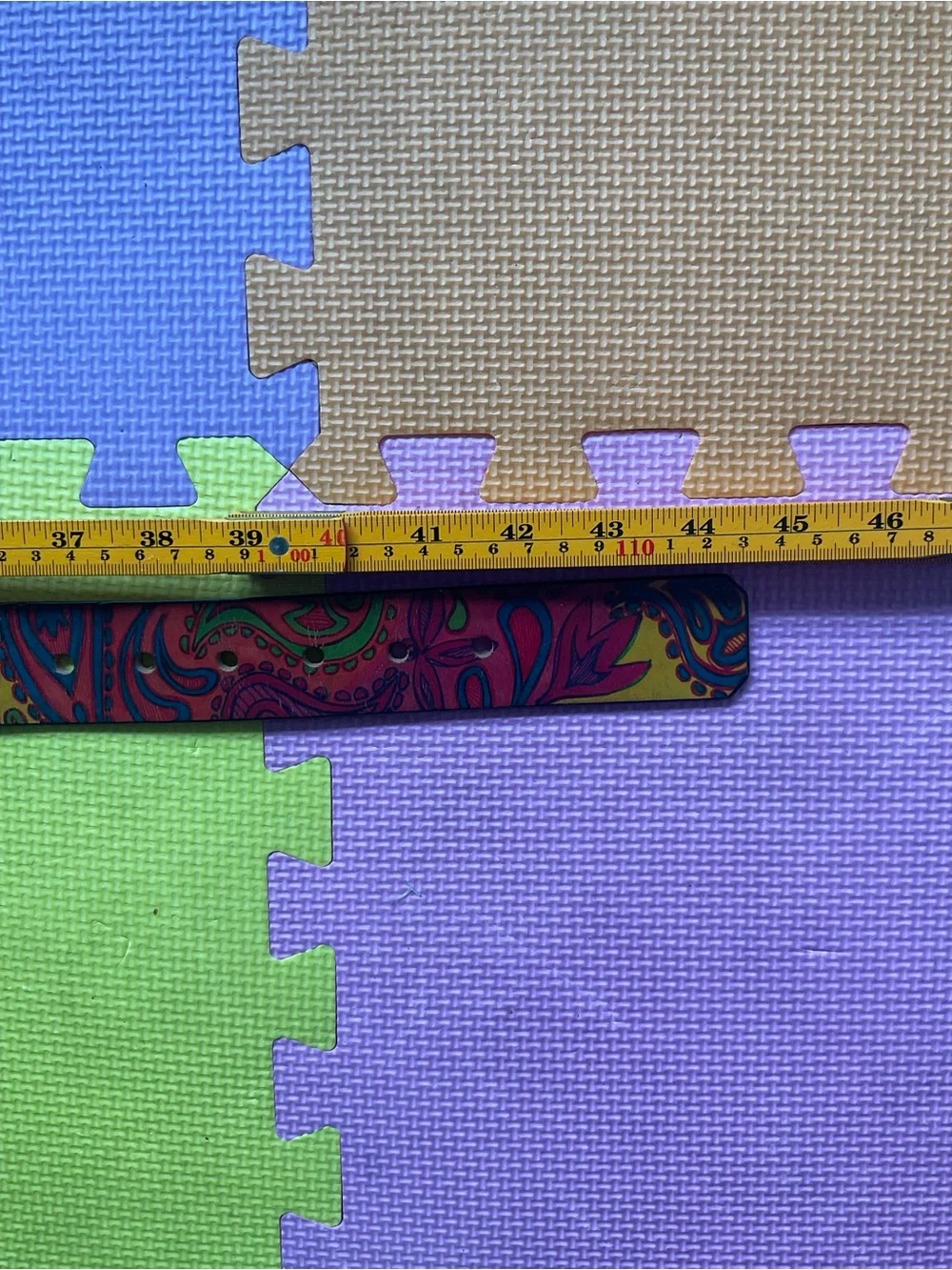 🎨Jon Wye Hand Drawn Paisley Leather Belt Made in USA Multicolor Geometric